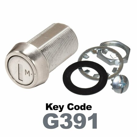 GLOBAL RV SS Compartment Lock, Cam/Blade Style, 1-1/8in Threaded Barrel, Blades not Included, Keyed to G391 CLB-391-118-SS